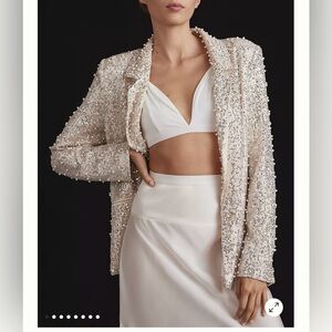NWT! SOLD OUT ANTHROPOLOGIE MABLE Pearl Sequin Mix Blazer Size L